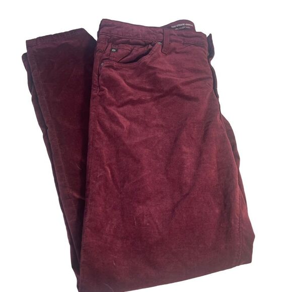 Adriano Goldschmied AG The Stevie Wine Velvet Textured Slim Straight Jea… - Picture 2 of 12